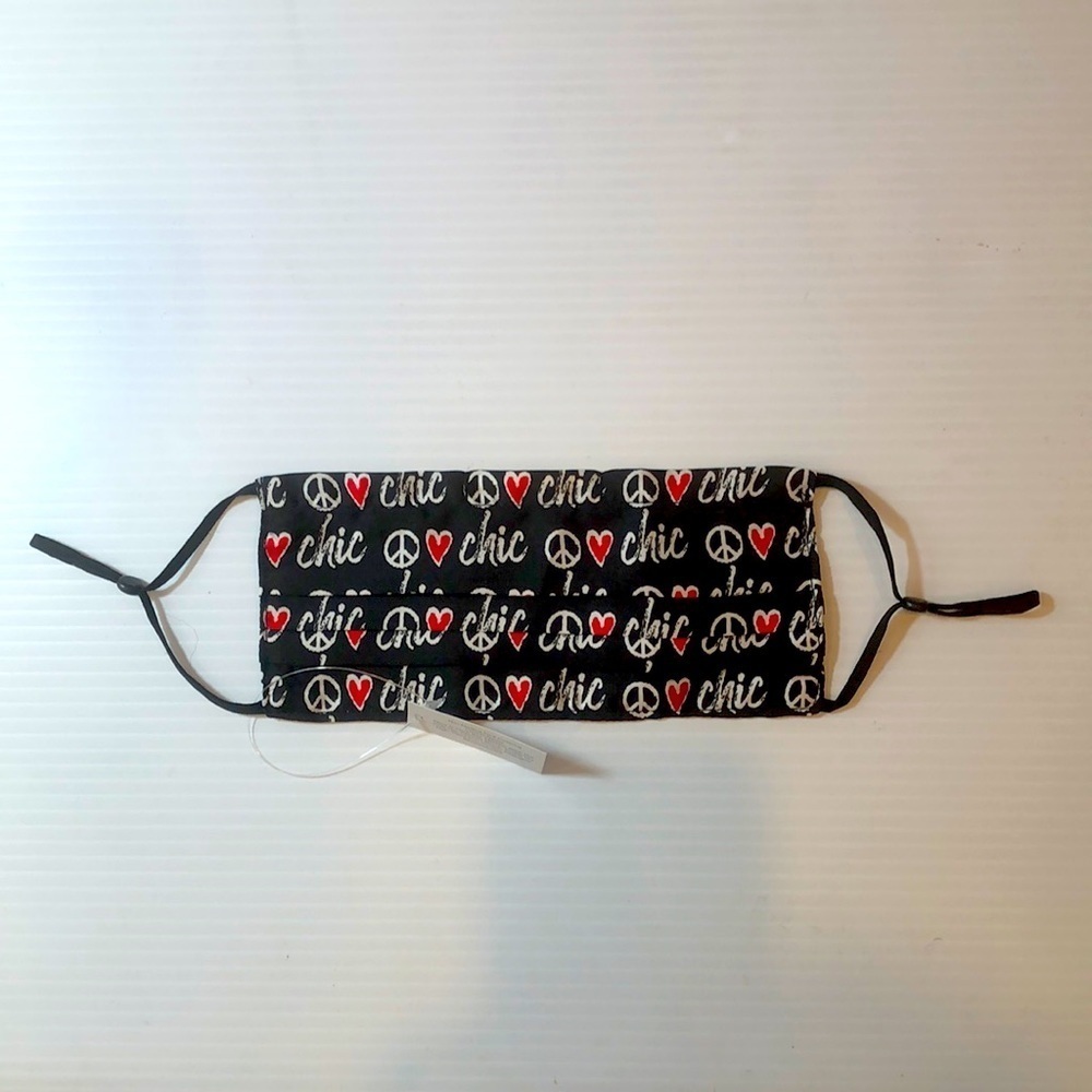 FREE w CHICO'S Purchase Peace Love Chic Pleated Adjustable Fabric Face Mask NWT